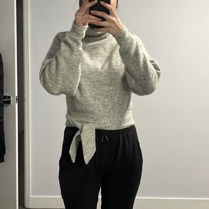 Aritzia grey tie front sweater